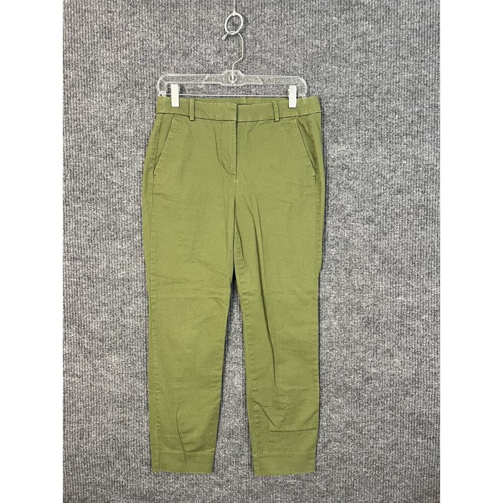 J. Crew Mercantile Pants Womens 4 Green Straight Leg Ankle Preppy Cotton Stretch
